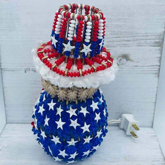 Uncle Sam 4th of July Patriotic Hand Crafted Safety Pin Stars & Stripes Light-Up - Picture 5 of 10